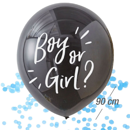 Boy or Girl (balon + konfetti) 90 cm, NIEBIESKI