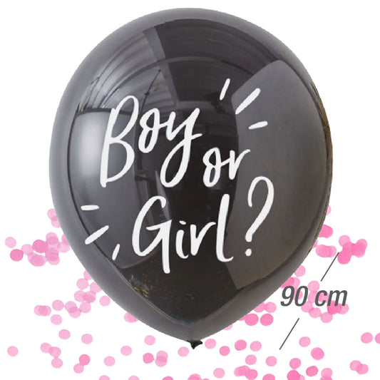 Boy or Girl (balon + konfetti) 90 cm, RÓŻOWY